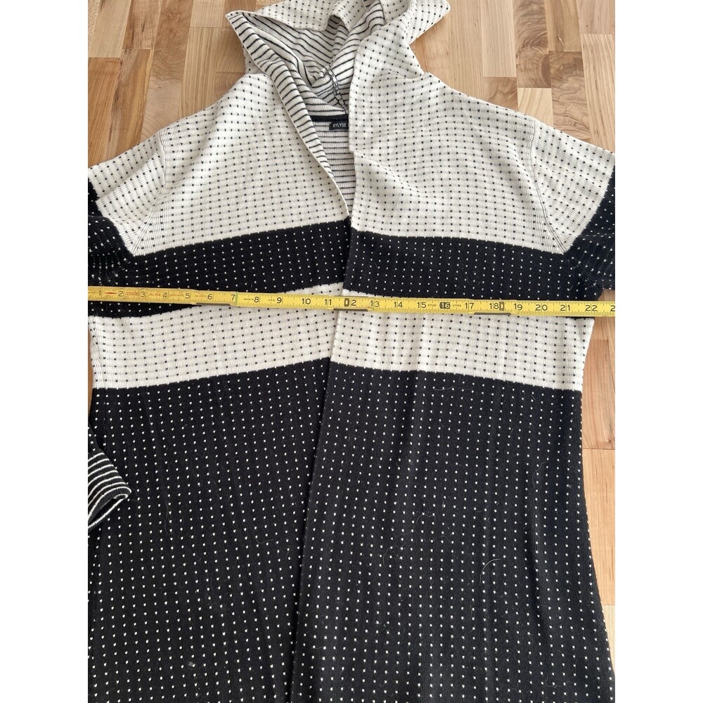 Bylyse Hooded Open Front Cardigan Cream & Black Striped Polka Dot Blouse XL - Picture 9 of 10
